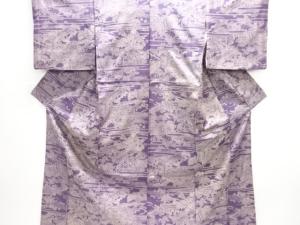 アンティーク　屋敷に草花模様本場大島紬着物（染）